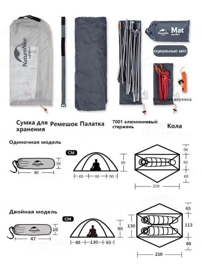 картинка Палатка Naturehike VIK Si, 1-местная, алюминиевый каркас, белая