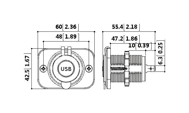 картинка Разъем USB 5В 3.1А на панели