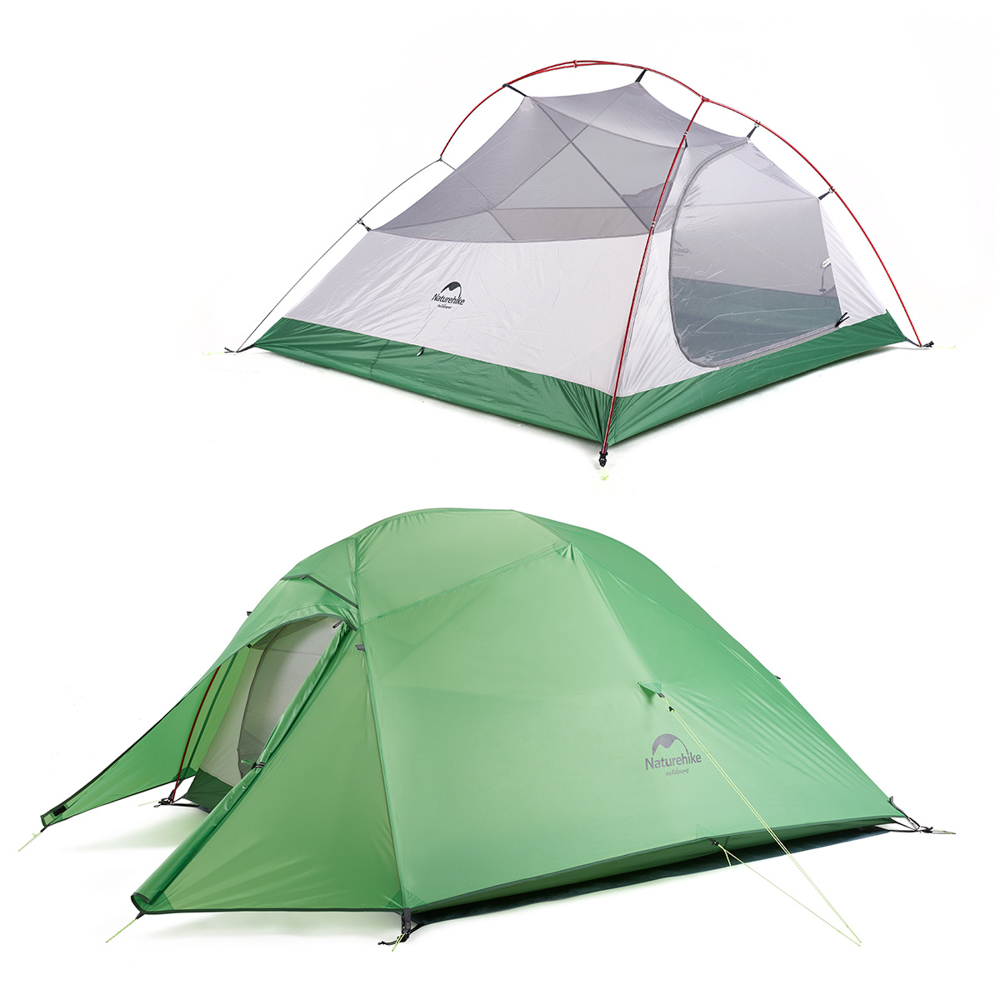 картинка Палатка 3-местная Naturehike сверхлегкая + коврик Сloud up NH18T030-T, 20D , зеленый, 6927595765685