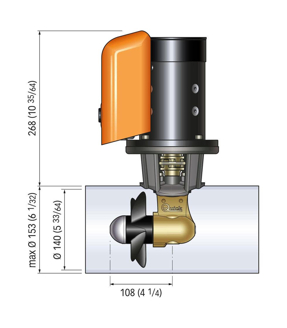 Подруливающее устройство Quick, D140mm, 40KGF, 12 В