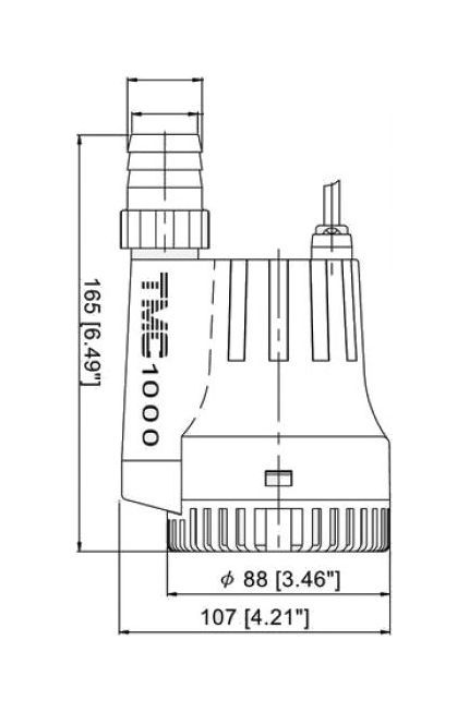 картинка Помпа осушительная, 12 В, 1000GPH (3785 л/ч)