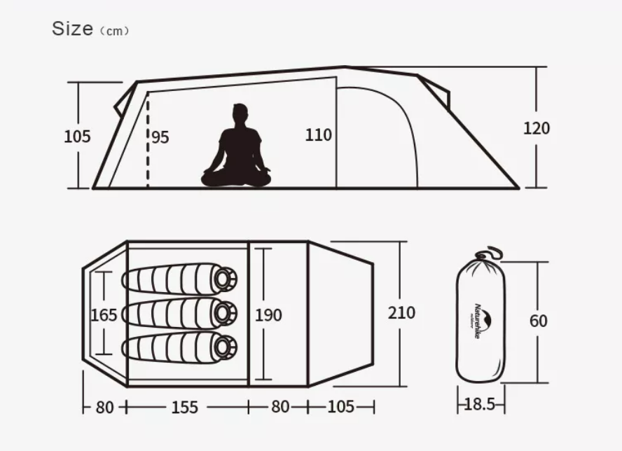 картинка Палатка Naturehike Opalus 3-местная, алюминиевый каркас, оранжевый