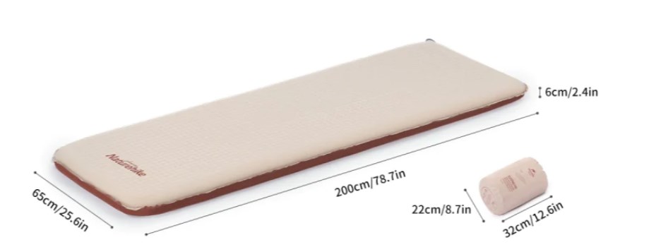 картинка Коврик самонадувающийся Naturehike  2000х650х60 мм, бежевый