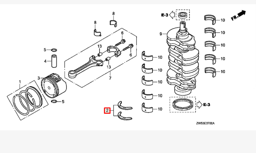 картинка Полукольца на коленвал Honda BF115-130 (13014-PAA-800) (Honda)