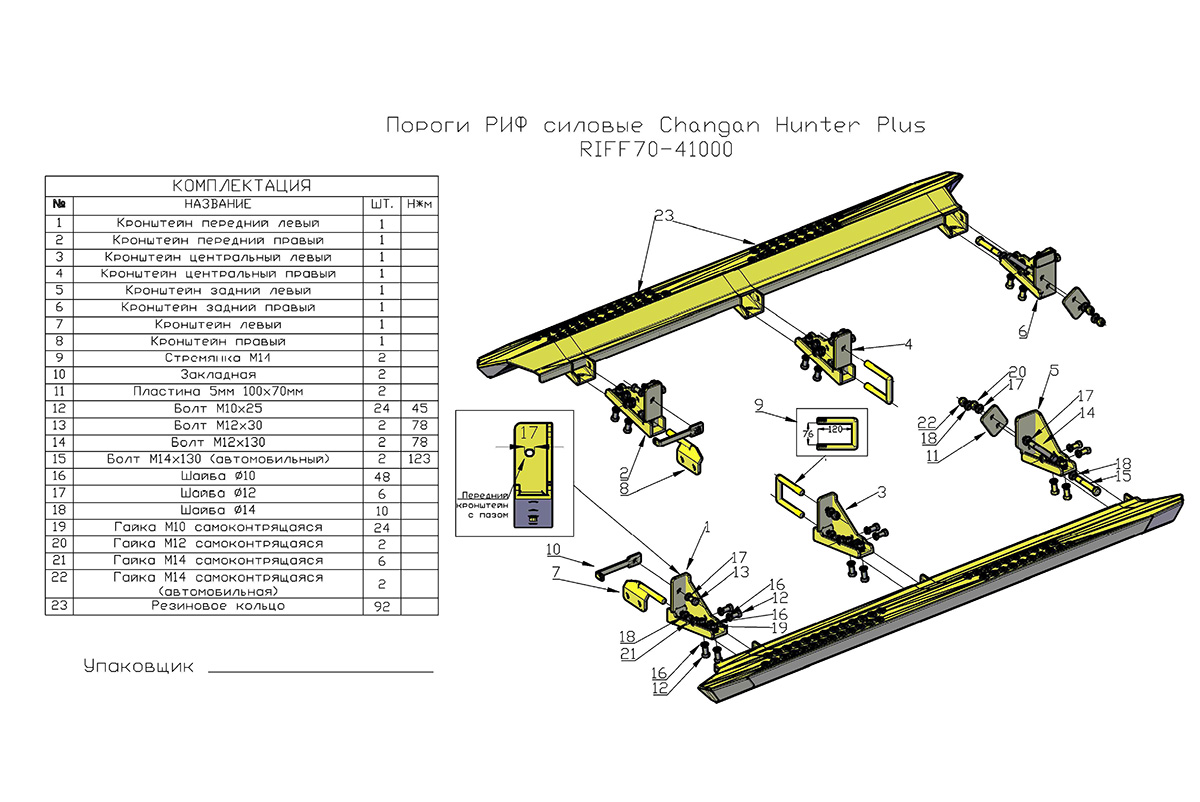 картинка Пороги Changan Hunter Plus РИФ силовые