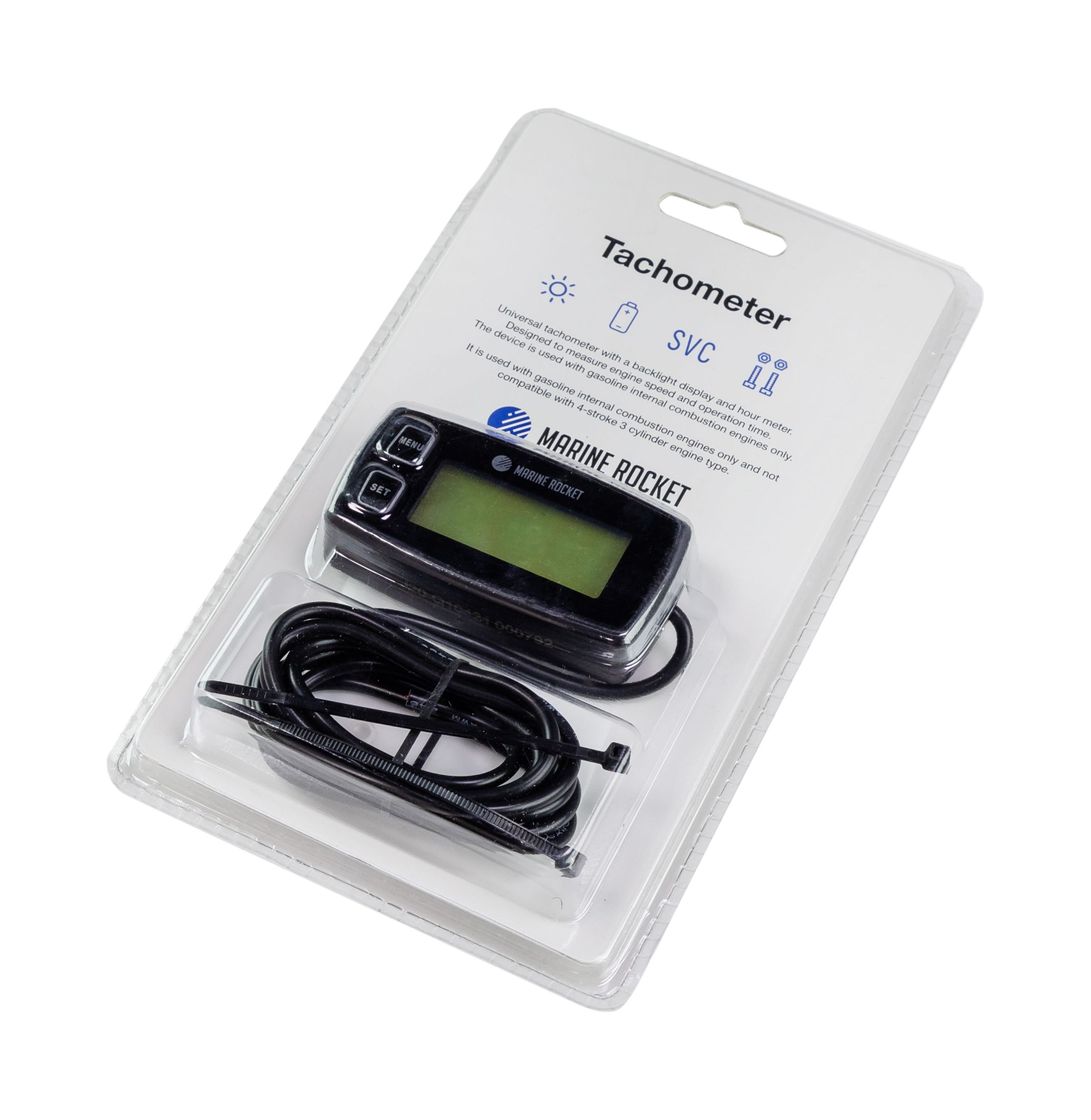 картинка Тахометр универсальный со счетчиком моточасов с подсветкой и сменной батарейкой