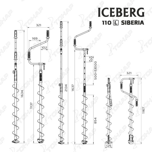 картинка Ледобур ТОНАР ICEBERG-SIBERIA 110L-1600 v3.0 левое вращение