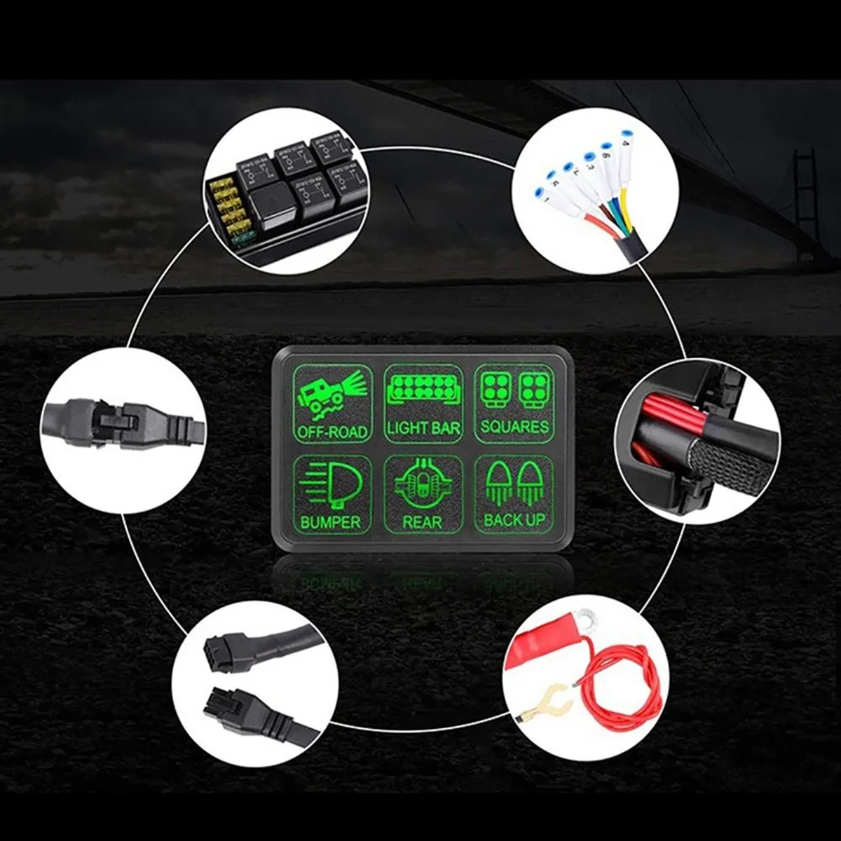 картинка Панель переключателей групповая 6 шт. 12В 60А, 24В 40А 960Вт