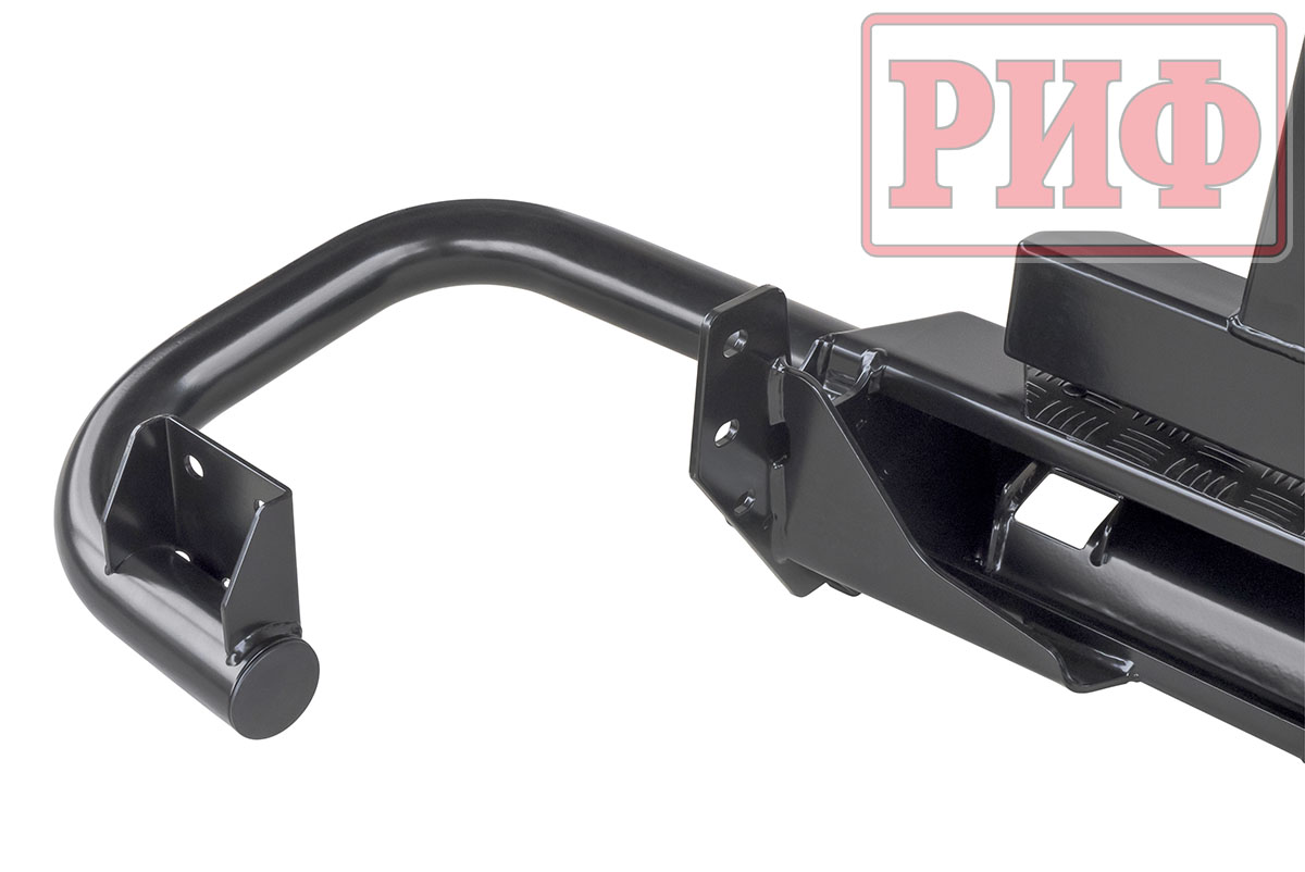 картинка Бампер задний РИФ УАЗ Патриот 2005+ c квадратом под фаркоп и калиткой, стандарт