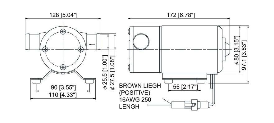 картинка Помпа водоподающая, 12 В, 400GPH (1514 л/ч)