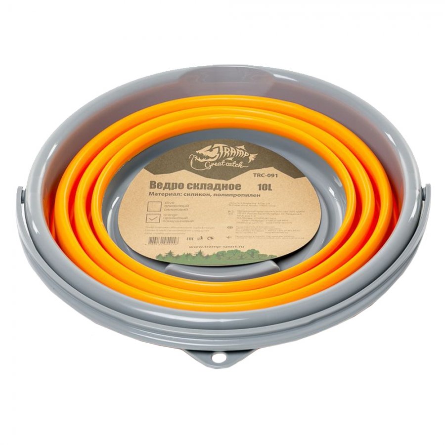 картинка Ведро складное силиконовое Tramp 10л (оранжевый)