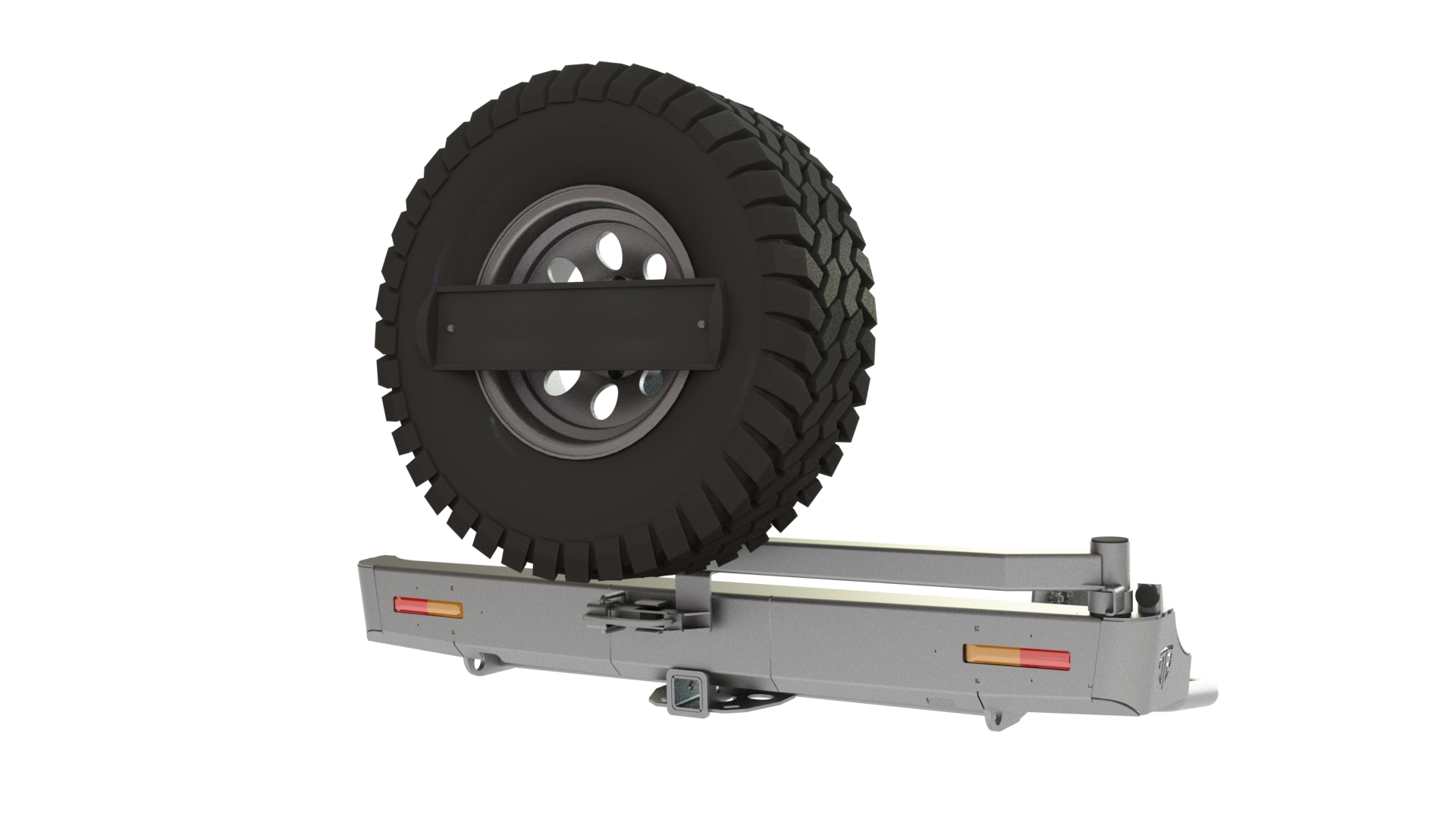 картинка Бампер силовой задний Mitsubishi L200 2013-2015 (длинный кузов) квадрат, калитка центр, фонари