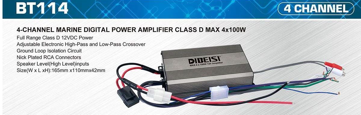 картинка 4-х канальный морской усилитель с AUX