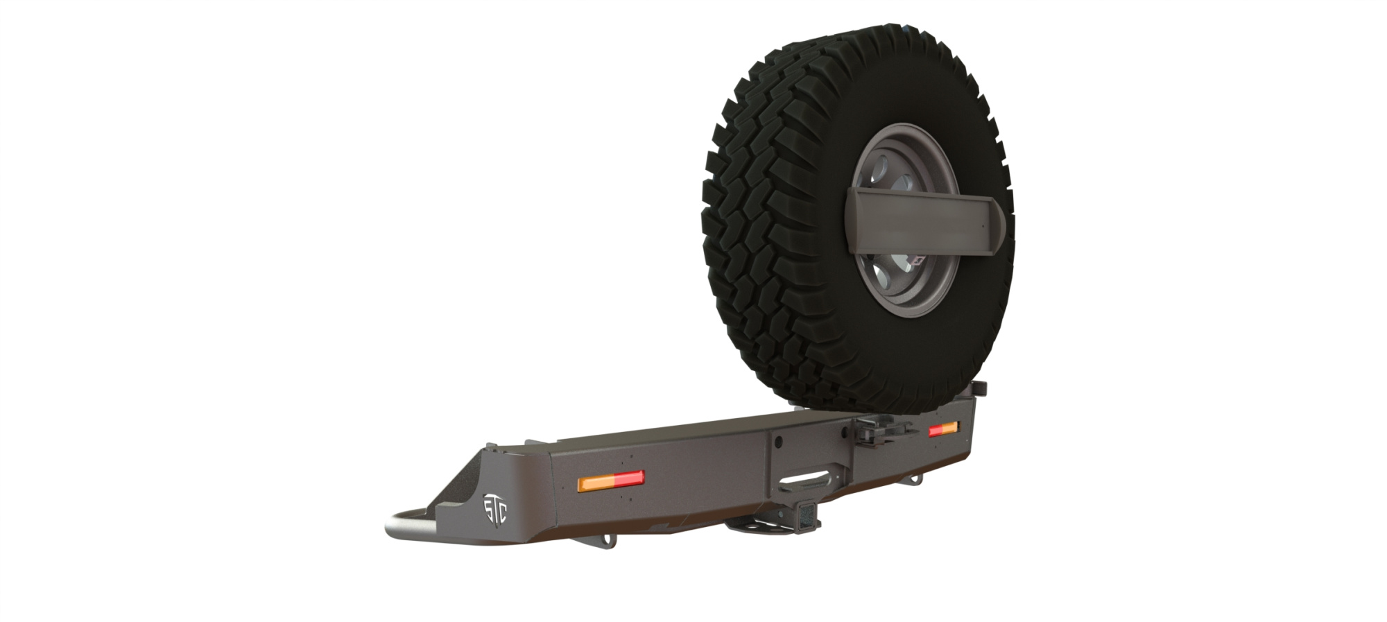 картинка Бампер силовой задний Toyota Hilux 2005-2014 квадрат, лебедка, калитка центр, фонари