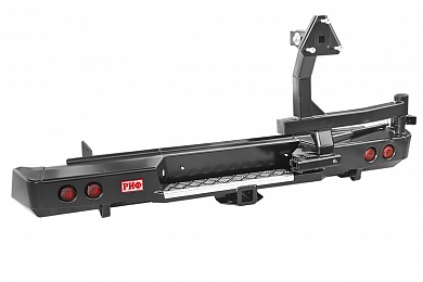 картинка Бампер задний РИФ Isuzu D-MAX с квадратом под фаркоп, калиткой и фонарями, стандарт