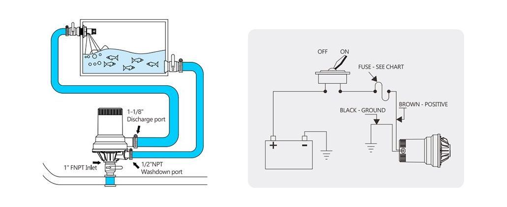 картинка Помпа аэратор 12 В, 1600 GPH(6057 л/час), SeaFlo
