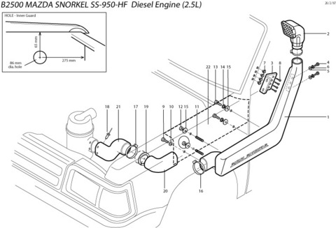 картинка Шноркель Mazda Bravo B2500 (Ford Ranger)