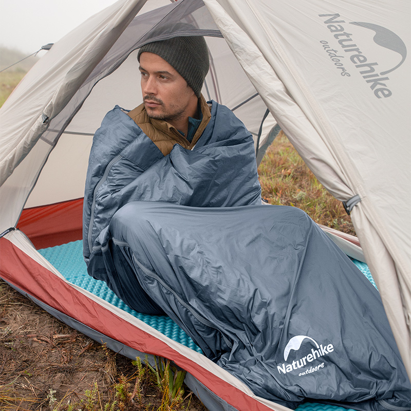 картинка Мешок спальный Naturehike LW180, 190х75 см, (ТК: +15C), серо-голубой