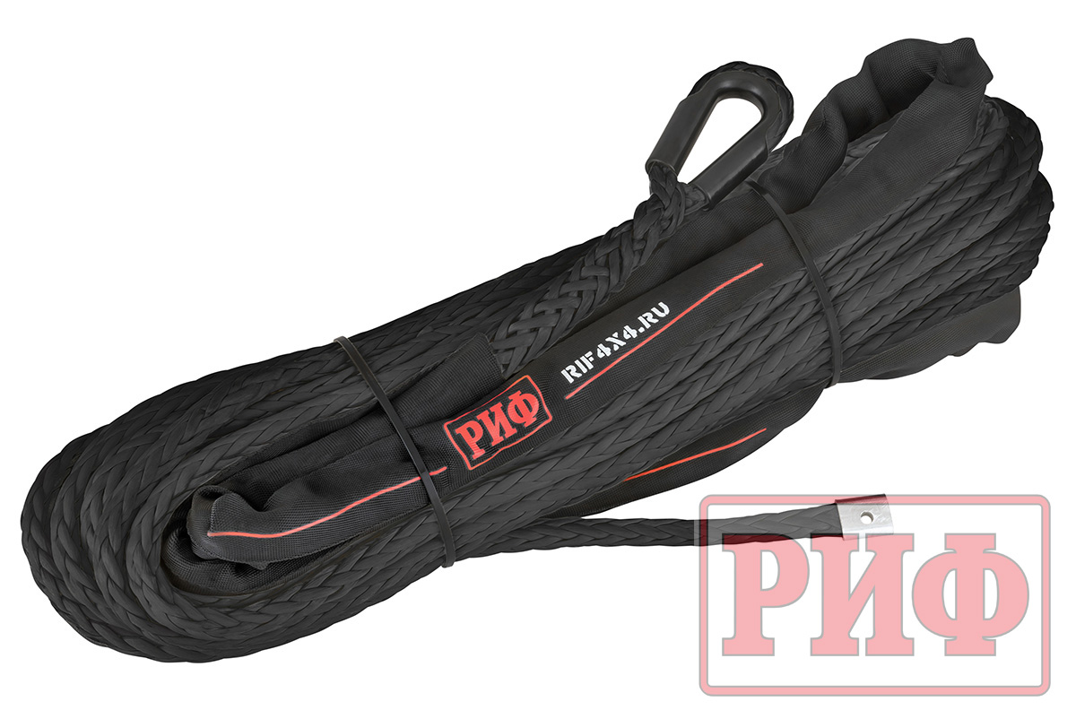 картинка Трос для лебёдки синтетический РИФ 12 мм/26 м, черный
