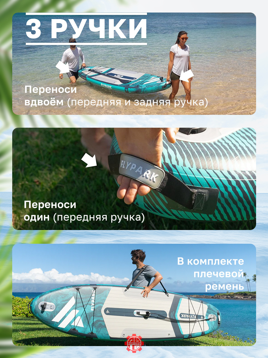 Сапборд надувной FLYPARK ICE FOG Green 325x89x15 см синий-серый