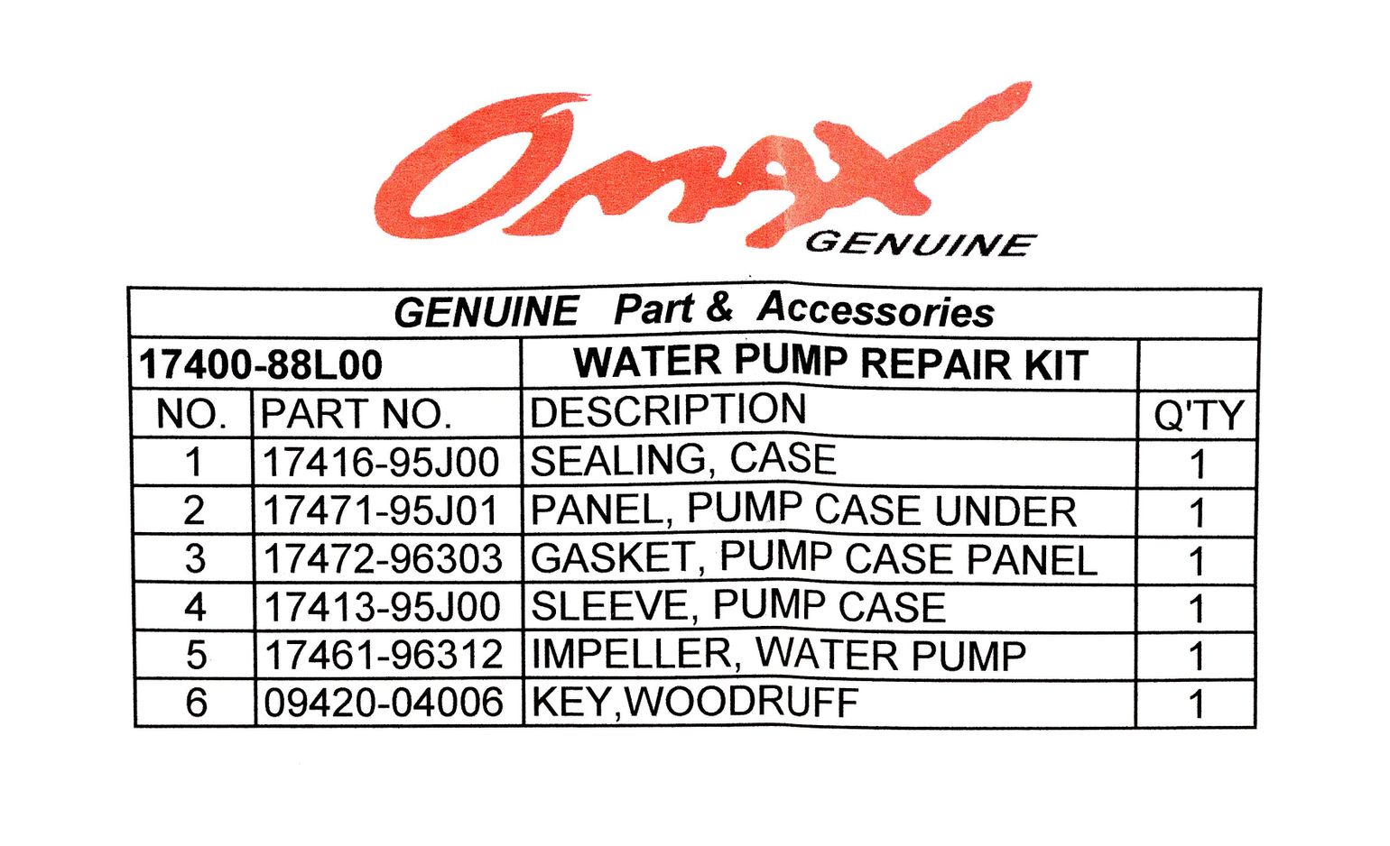 Ремкомплект помпы Suzuki DF40/50/60A, Omax