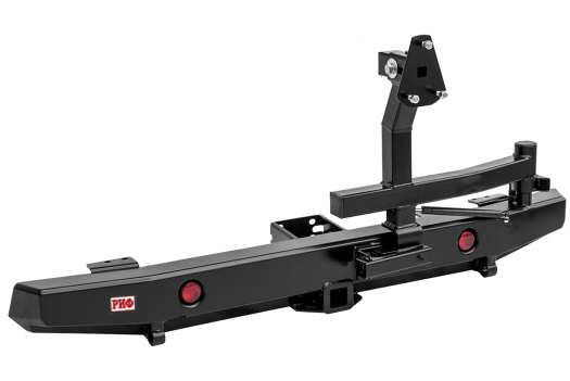 картинка Бампер задний РИФ УАЗ Хантер с квадратом под фаркоп, фонарями и калиткой (правой), подсветкой номера