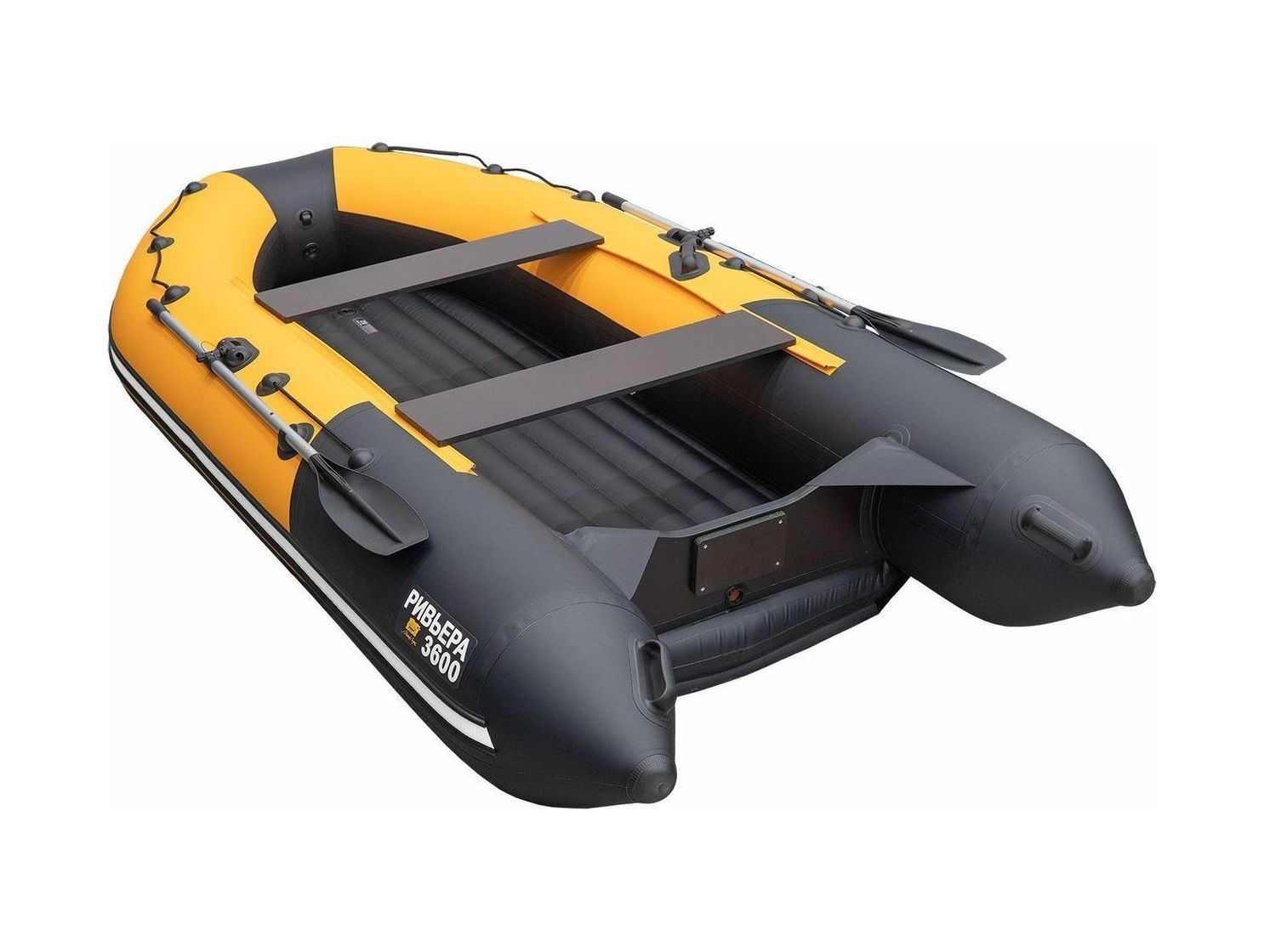 картинка Надувная лодка ПВХ, Ривьера Компакт 3600 НДНД Комби, оранжевый/черный