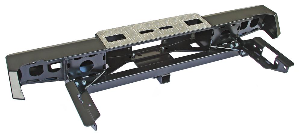 картинка Бампер задний РИФ Toyota Hilux 2005+ с площадкой под лебедку, квадратом под фаркоп и фонарями