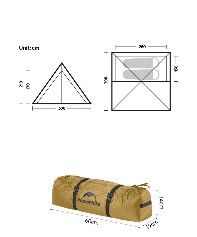 картинка Палатка Naturehike Pyramid, 2-местная, бежевая