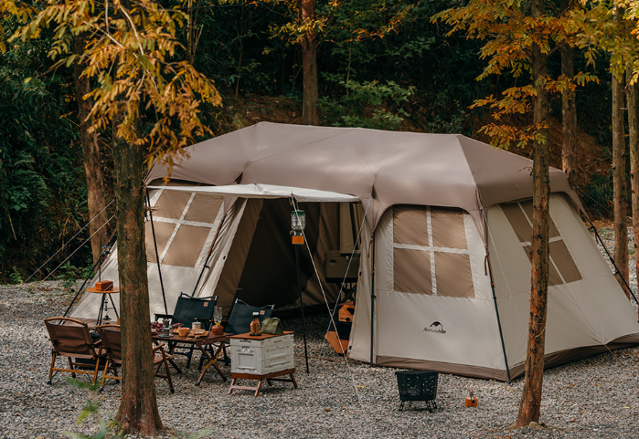 картинка Палатка Naturehike Village 4-местная, автоматическая, алюминиевый каркас, коричневая