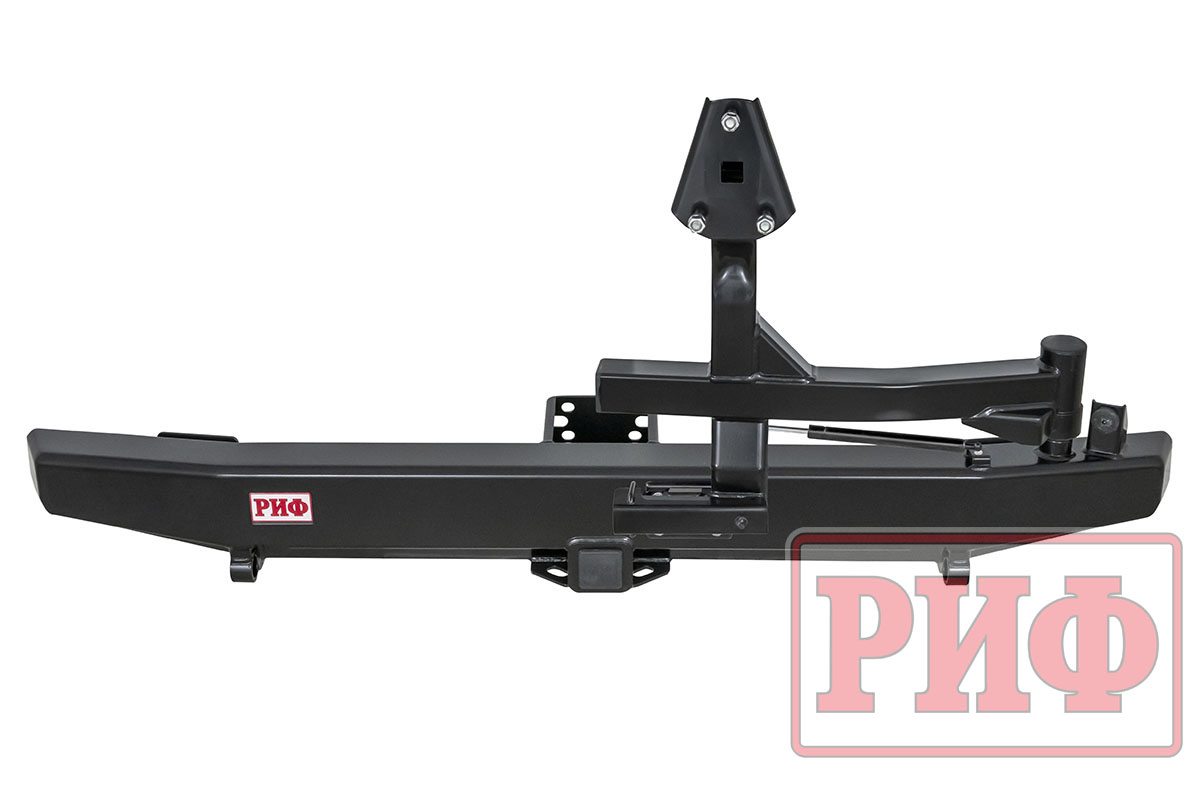 картинка Бампер РИФ задний УАЗ Хантер с квадратом под фаркоп, калиткой (справа), подсветкой номера, лифт 65 мм