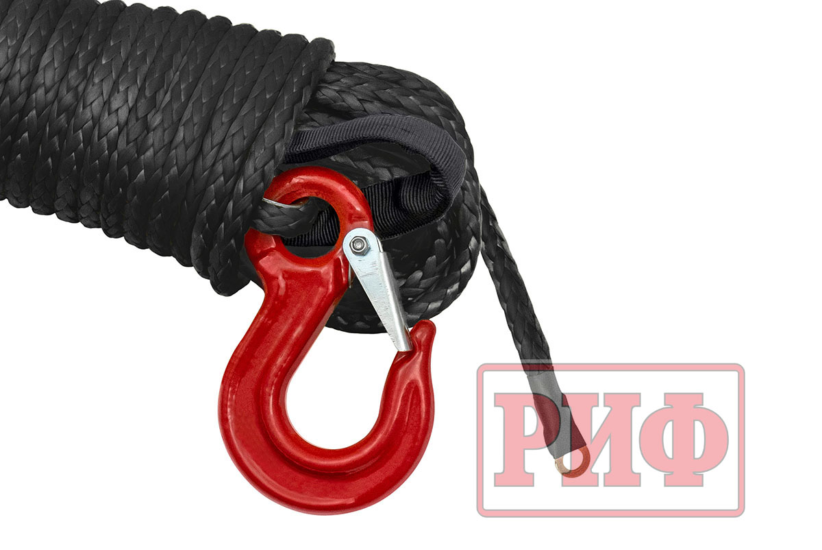 картинка Трос для лебёдки синтетический РИФ 6 мм/15 м черный (готовый)