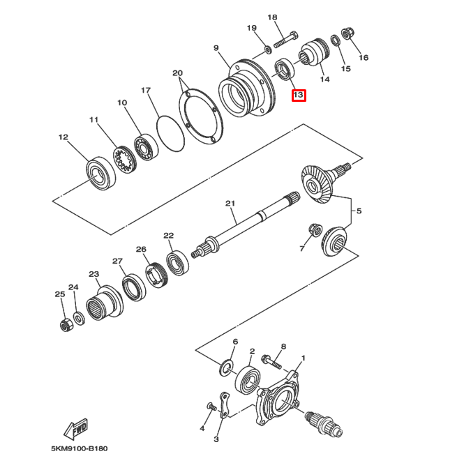 картинка Сальник раздатки Yamaha Grizzly/Rhino (30x46x7) (93102-30170) (Yamaha)