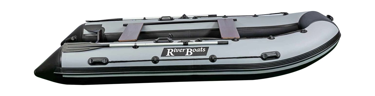 Надувная лодка ПВХ, RiverBoats RB 390 НДНД, серо-белый