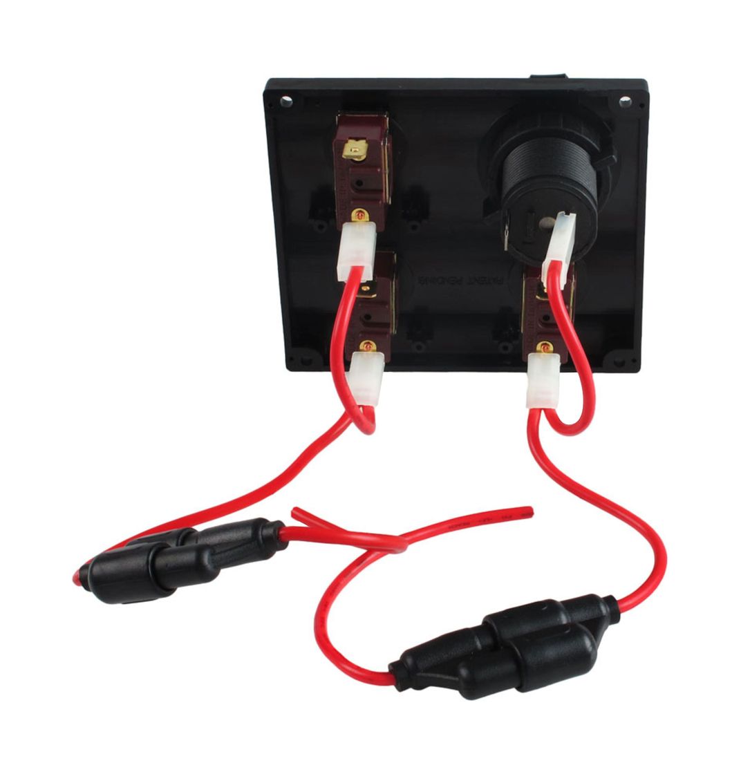 картинка Панель бортового питания 3 переключателя, разъем прикуривателя