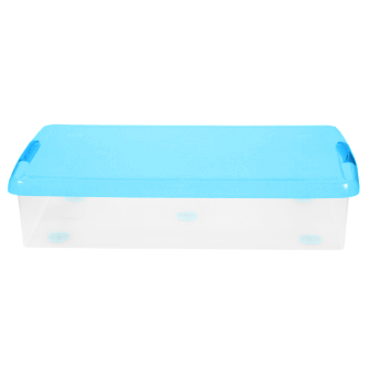 картинка Короб для хранения IRIS THIN BOX 34л, прозрачный-голубой