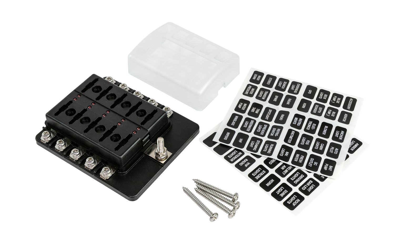 картинка Блок на 10 предохранителей с индикацией исправности предохранителя, Marine Rocket