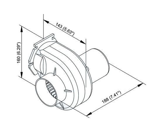 картинка Вентилятор электрический 12 В, 3А, 2547 л/мин, с кронштейном