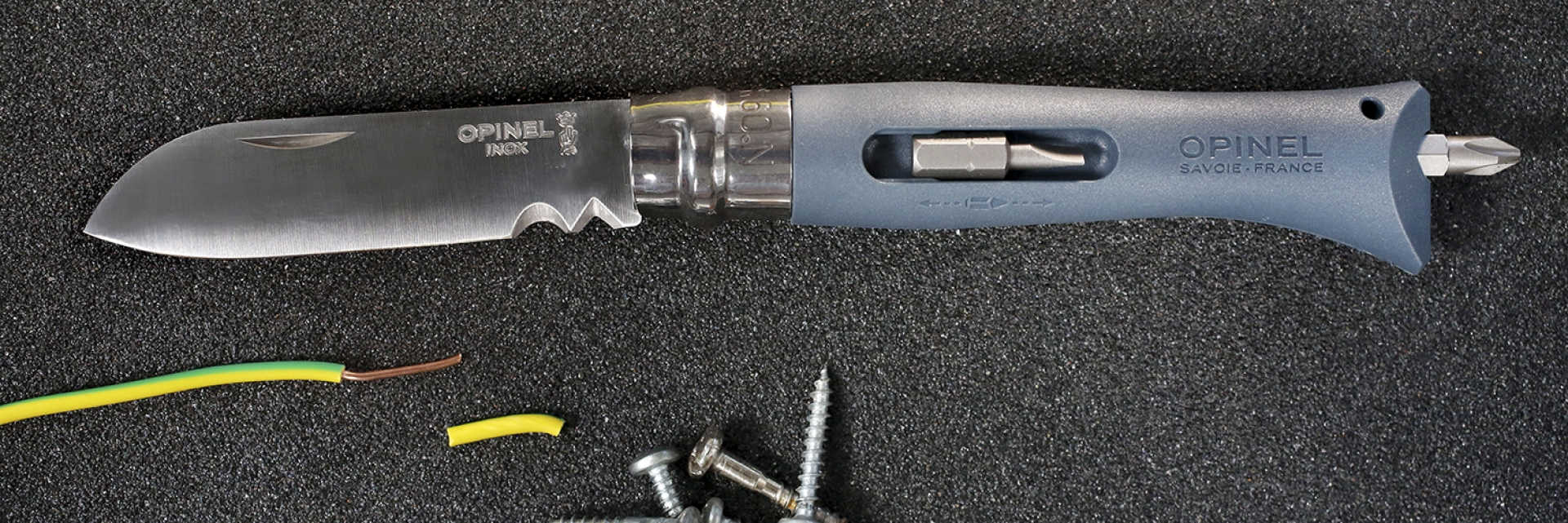 картинка Нож Opinel №09 DIY, нержавеющая сталь, сменные биты, серый, 001792