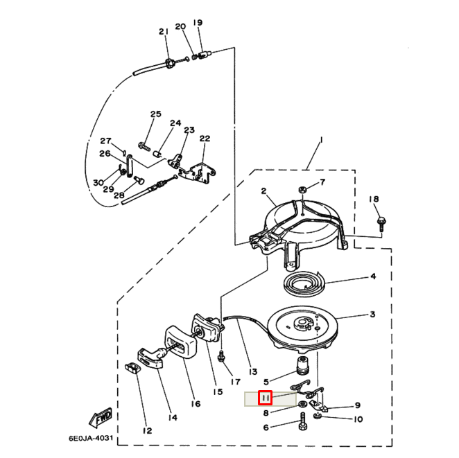 картинка Пружина кикстартера Yamaha 4-5 (PREMARINE)