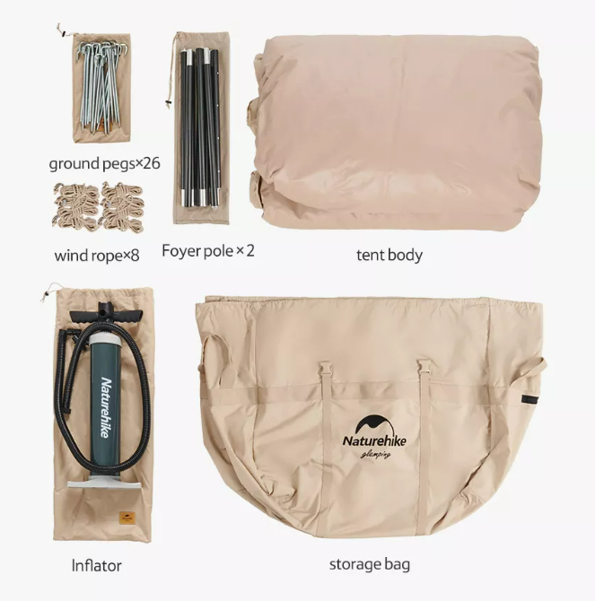 картинка Палатка Naturehike надувная Extend Air 12 X , песочный