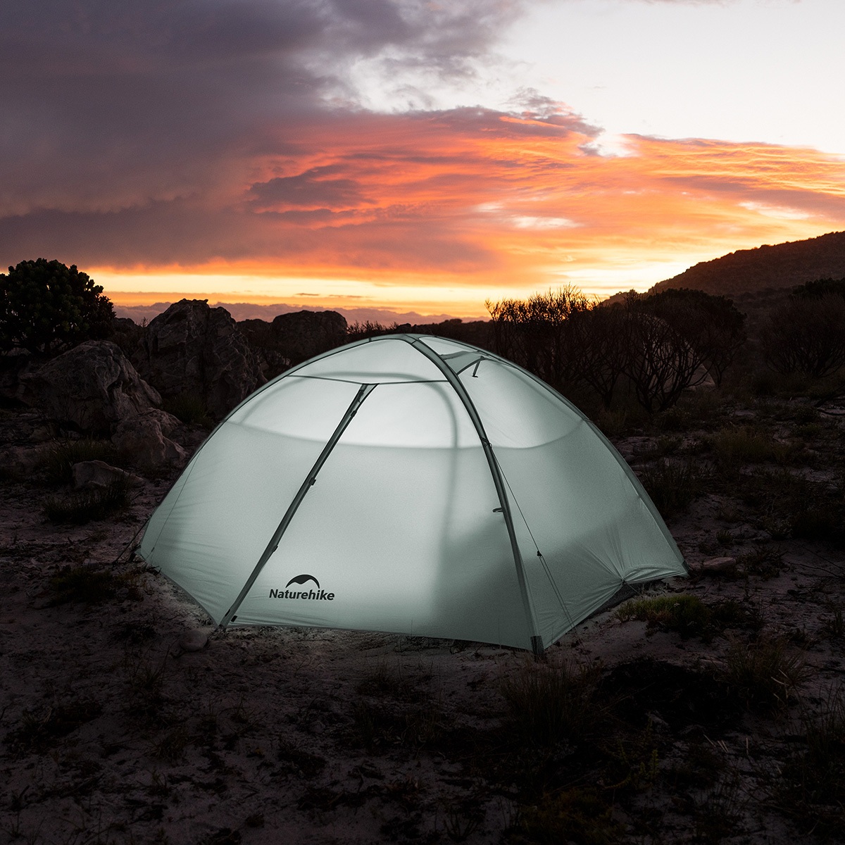 Палатка Naturehike Jiling UL 1-местная, алюминиевый каркас, сверхлегкая, серая