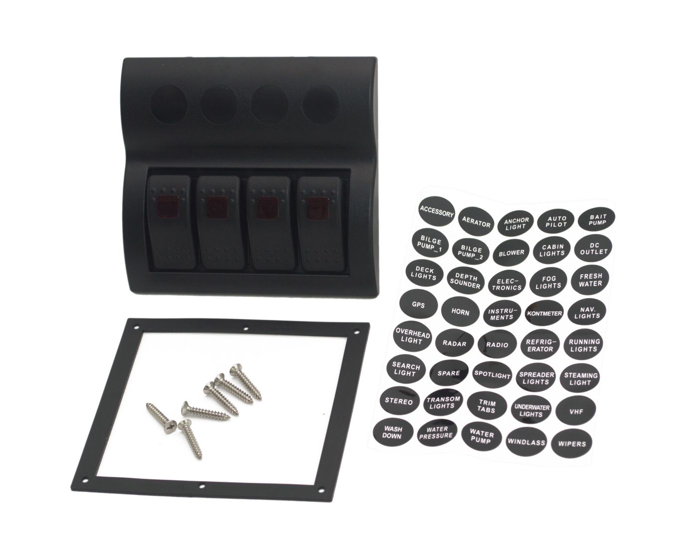 картинка Панель бортового питания 4 переключателя, автоматы