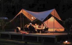 картинка Тент кемпинговый 520х450, ткань, алюминиевые стойки, цвет песочный