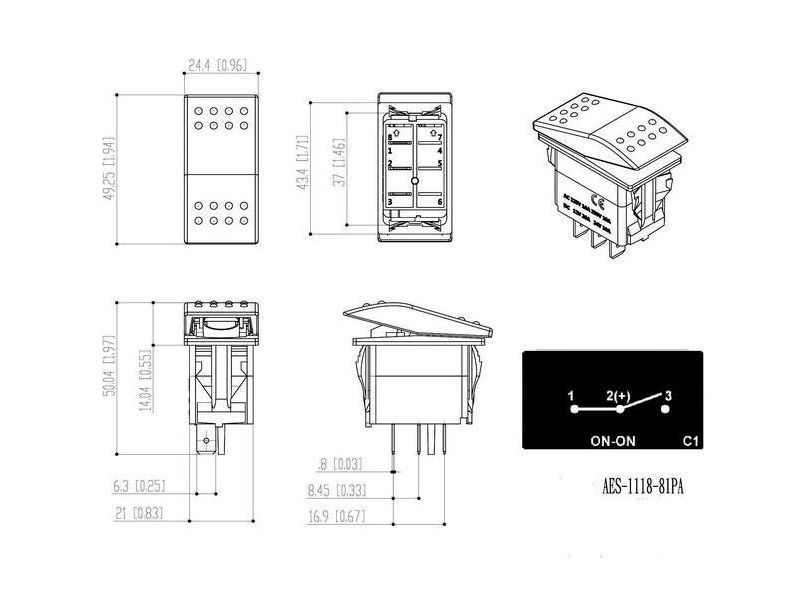 картинка Переключатель двухпозиционный ON-ON 12 В/20А 3Р
