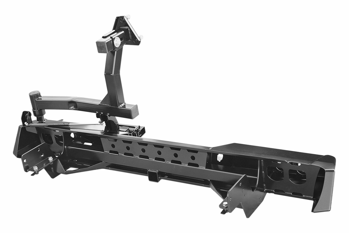 картинка Бампер задний РИФ Isuzu D-MAX с квадратом под фаркоп, калиткой и фонарями, стандарт