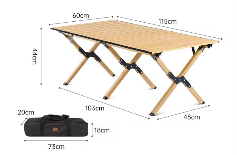 картинка Стол туристический Naturehike складной, 115х60х44 см,с Х-образными ножками, бежевый