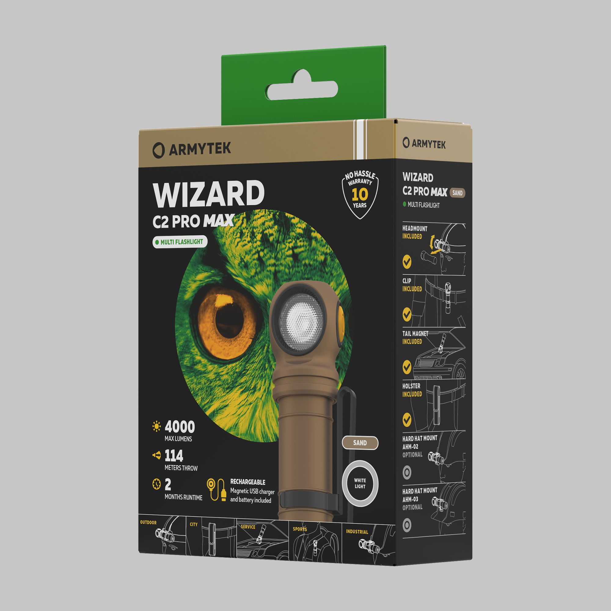 картинка Фонарь налобный Armytek Wizard C2 Pro Max White (Sand)