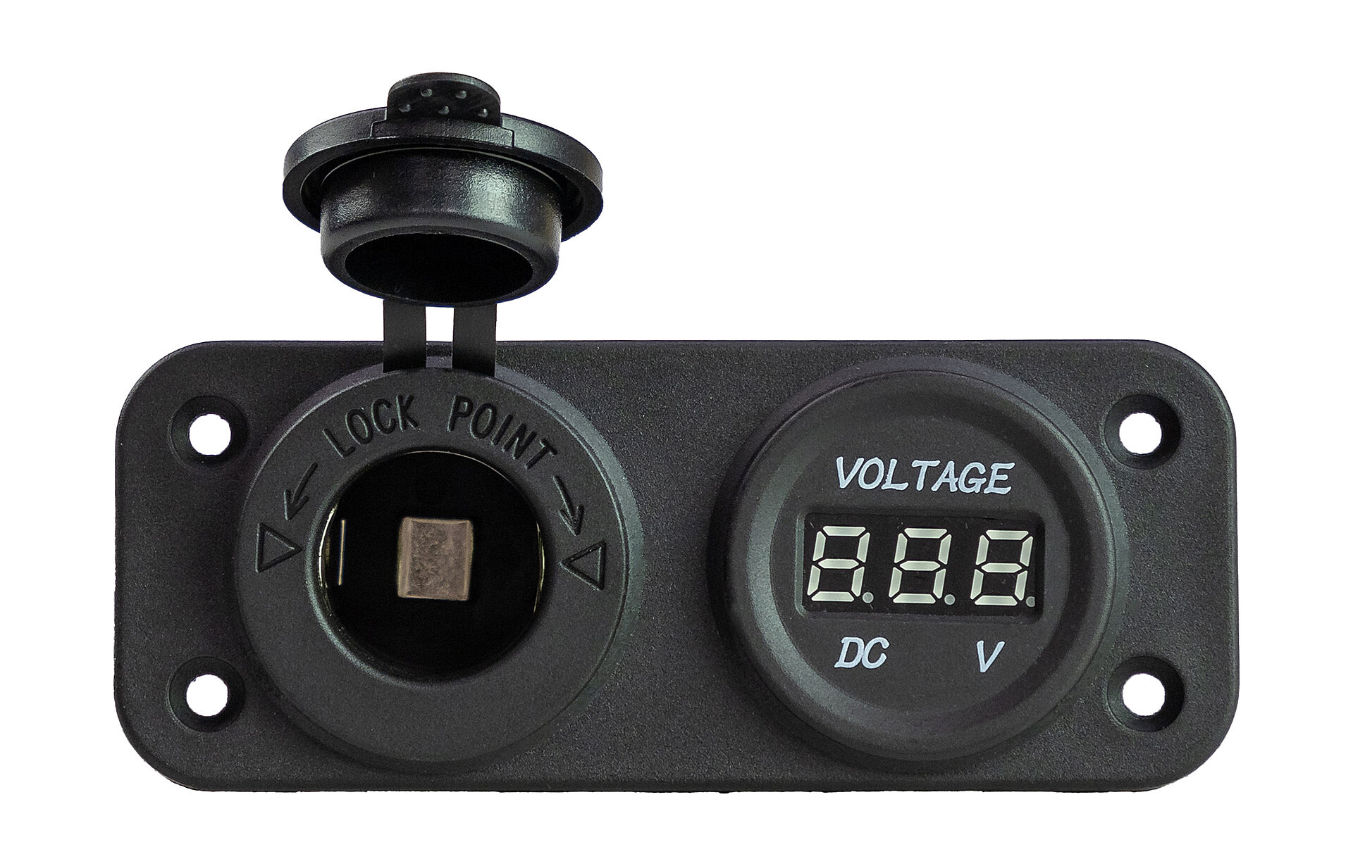 картинка Разъем прикуривателя и цифровой вольтметр