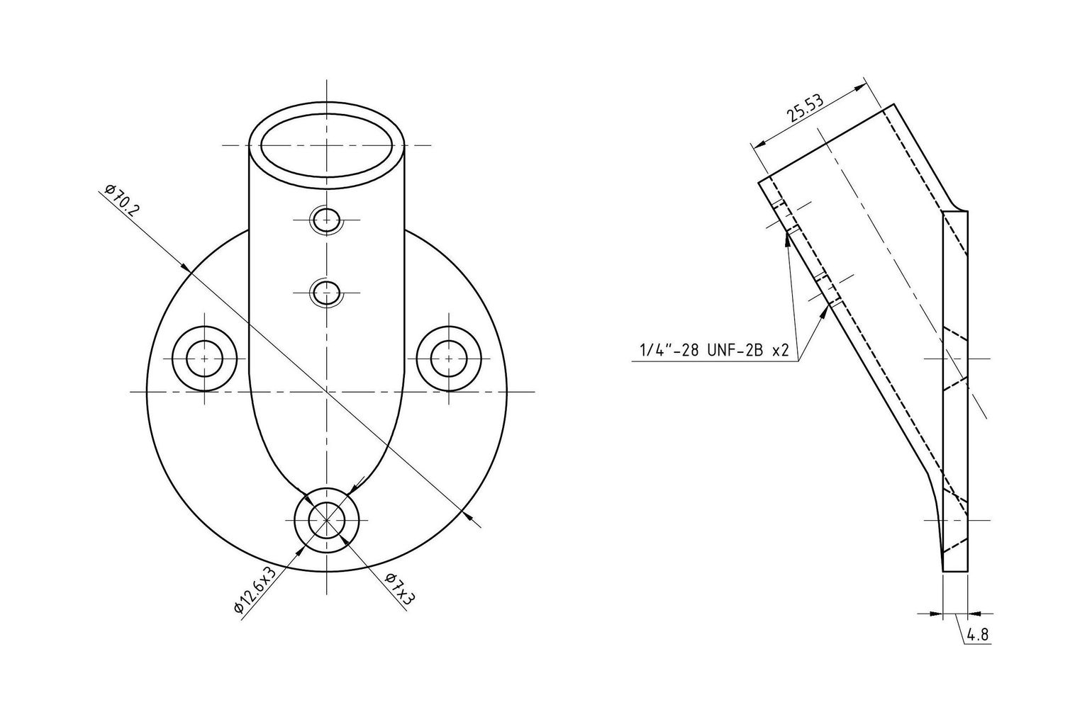 картинка Основание стойки леера 1"(25,4 мм), 30 град, круглое